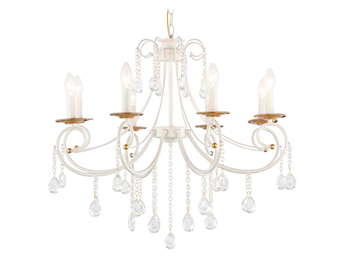 Подвесная люстра с хрусталем TR4917/8 WH/GD белый/золото E14/8 max 40W D740*930 Ambrella Light 8