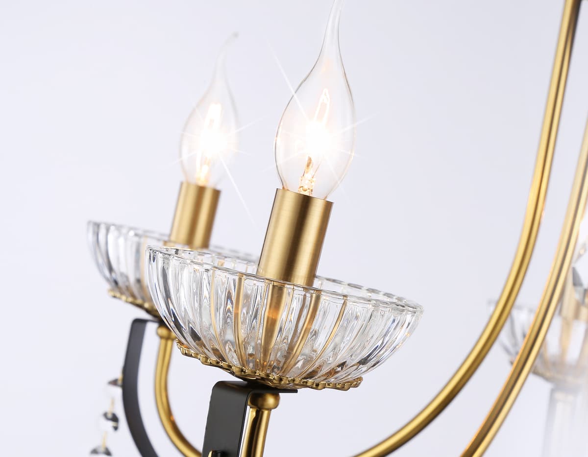 Подвесная люстра с хрусталем TR4952/5 BK/GD/CL черный/золото/прозрачный E14*5 max 40W D620*670 Ambrella Light 12