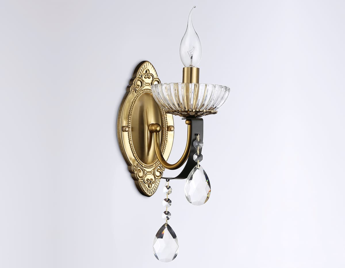 Настенный светильник с хрусталем TR4954 BK/GD/CL черный/золото/прозрачный E14 max 40W 410*120*210 Ambrella Light 12