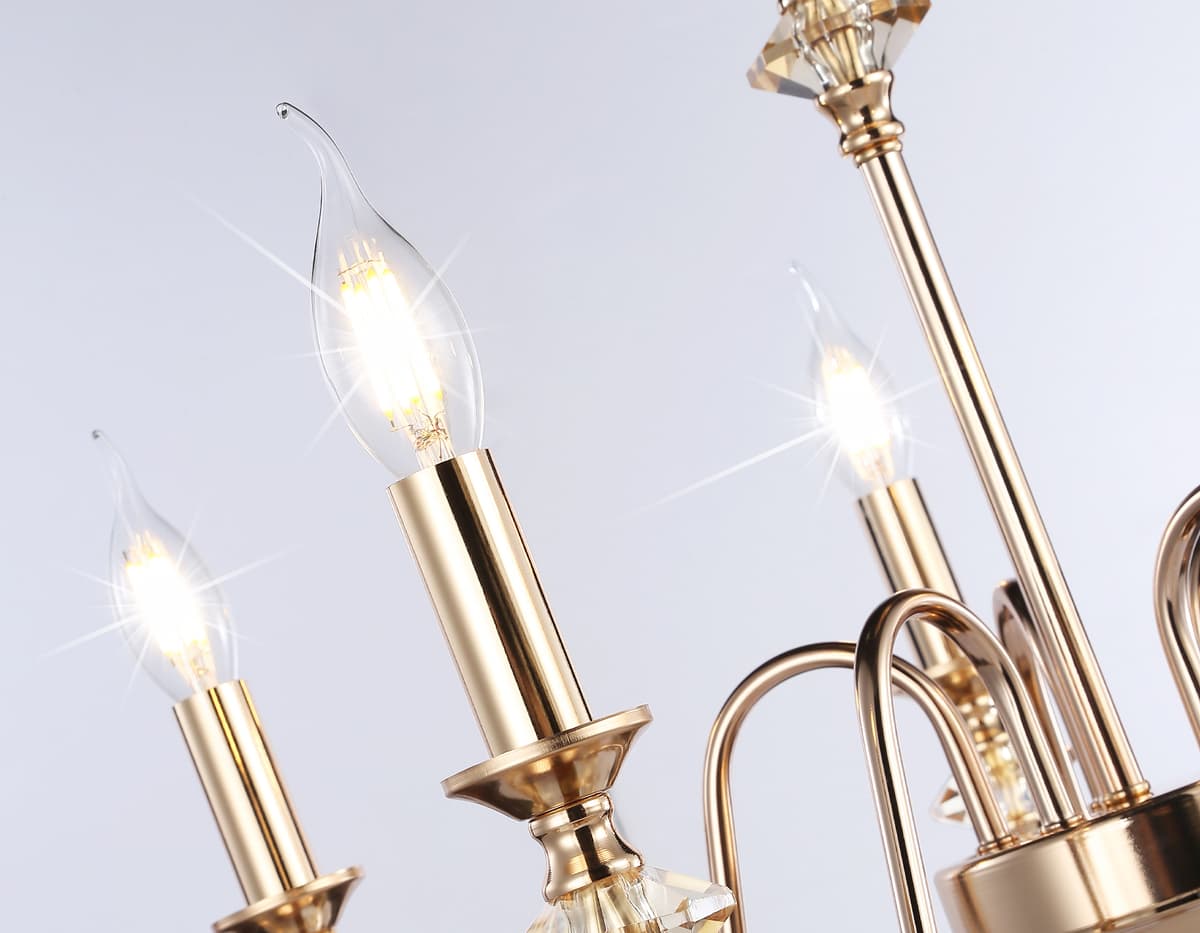 Подвесная люстра с хрусталем TR4955/5 FGD/TI золото/янтарь E14*5 max 40W D560*595 Ambrella Light 12