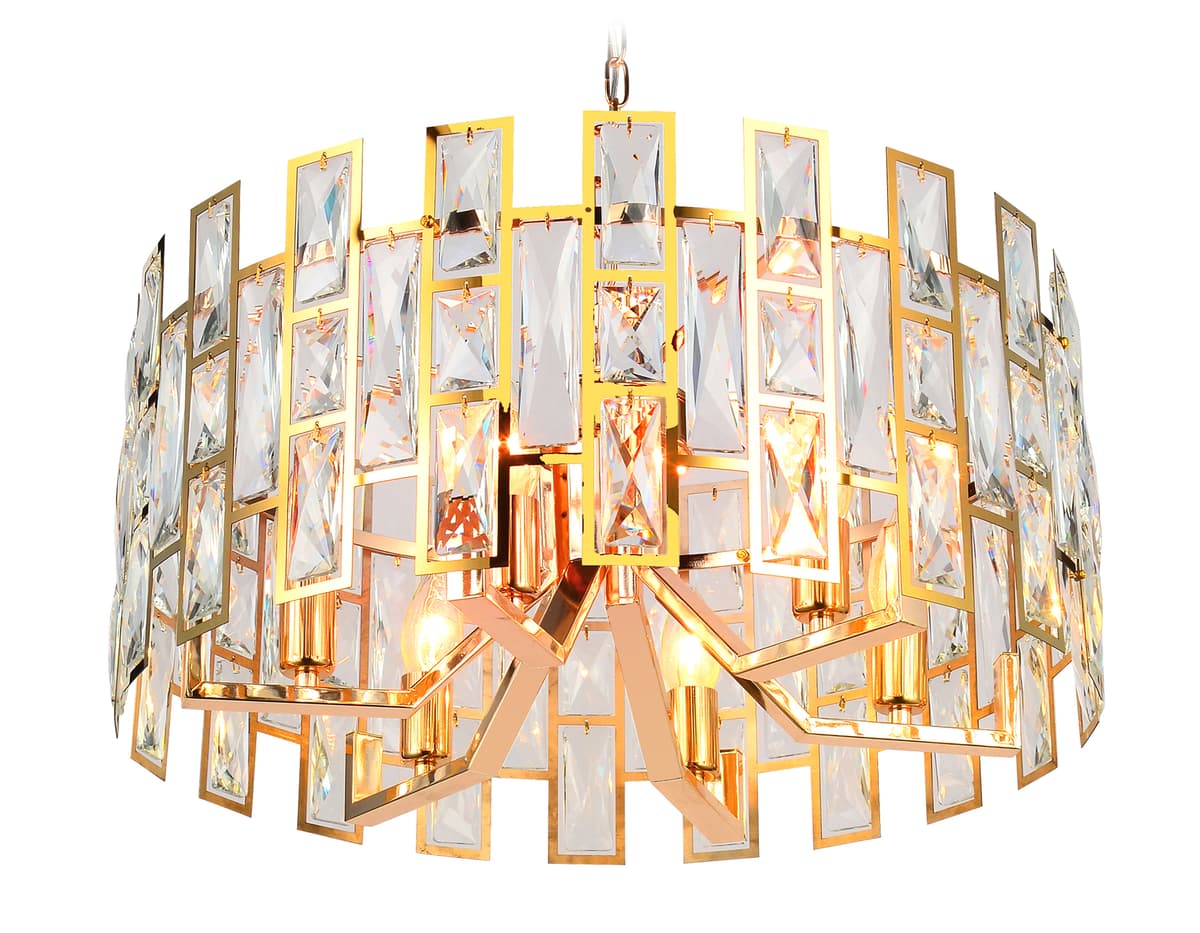 Подвесная люстра с хрусталем TR5061/6 GD/CL золото/прозрачный E14/6 max 40W D500*938 Ambrella Light 6