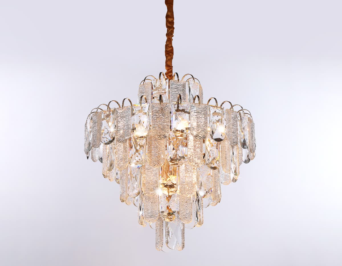 Подвесная люстра с хрусталем TR5233/12 SGD/CL/FR золото/прозрачный/белый матовый E27*12 max 40W D600*610 Ambrella Light 14