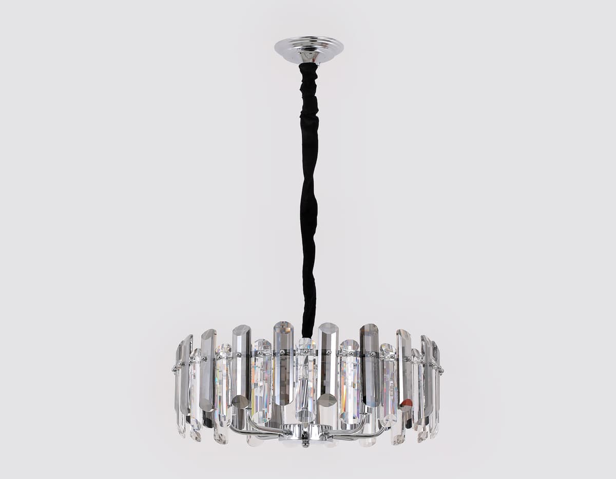 Подвесная хрустальная люстра TR5303/8 CH/SM хром/дымчатый E14/8 max 40W D500*615 Ambrella Light 12