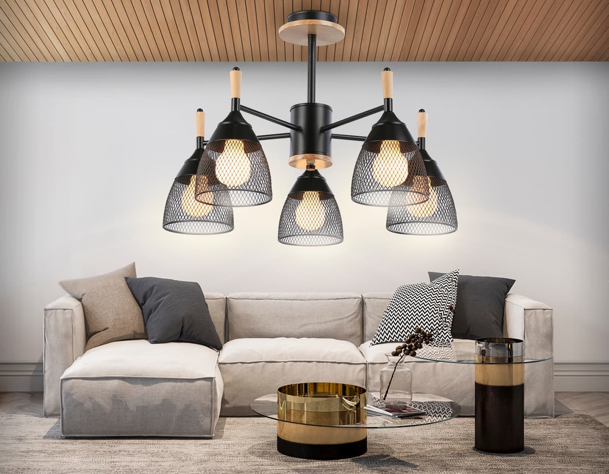 Подвесная люстра TR8015/5 BK черный E27*5 max 40W D600*385 Ambrella Light 9