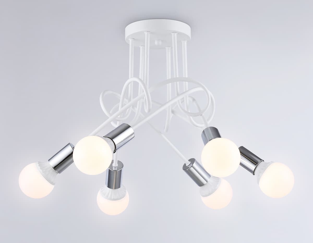 Потолочный светильник в стиле лофт TR80417/6 WH/CH белый/хром E27/6 max 60W D690*370 Ambrella Light 11