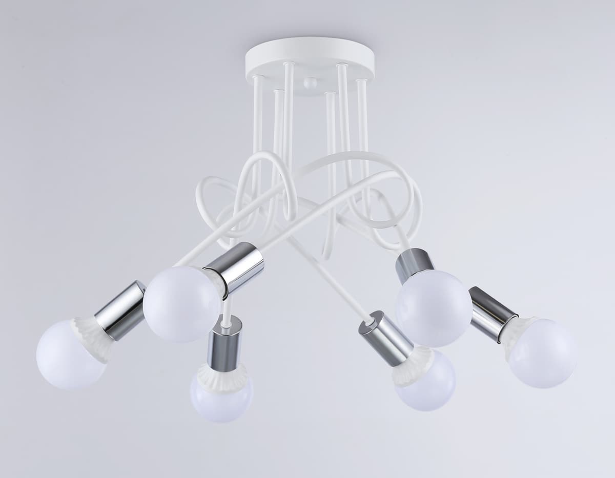 Потолочный светильник в стиле лофт TR80417/6 WH/CH белый/хром E27/6 max 60W D690*370 Ambrella Light 12