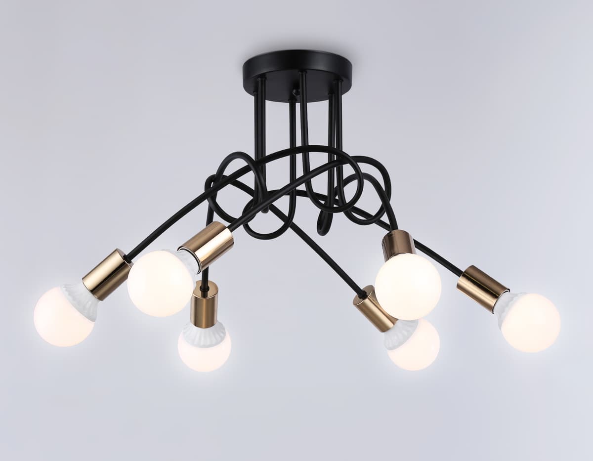 Потолочный светильник в стиле лофт TR80419/6 BK/GD черный/золото E27/6 max 60W D690*370 Ambrella Light 11