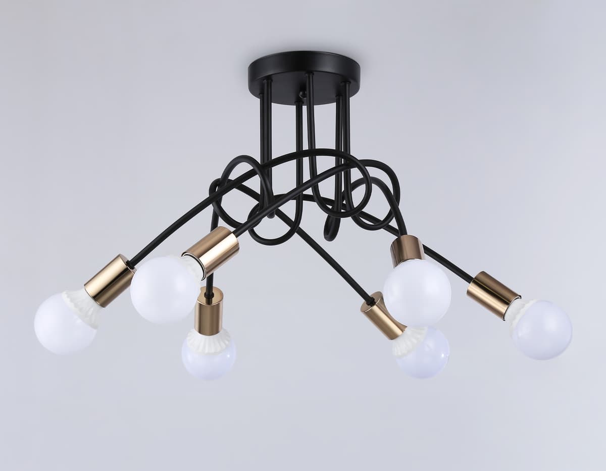 Потолочный светильник в стиле лофт TR80419/6 BK/GD черный/золото E27/6 max 60W D690*370 Ambrella Light 12