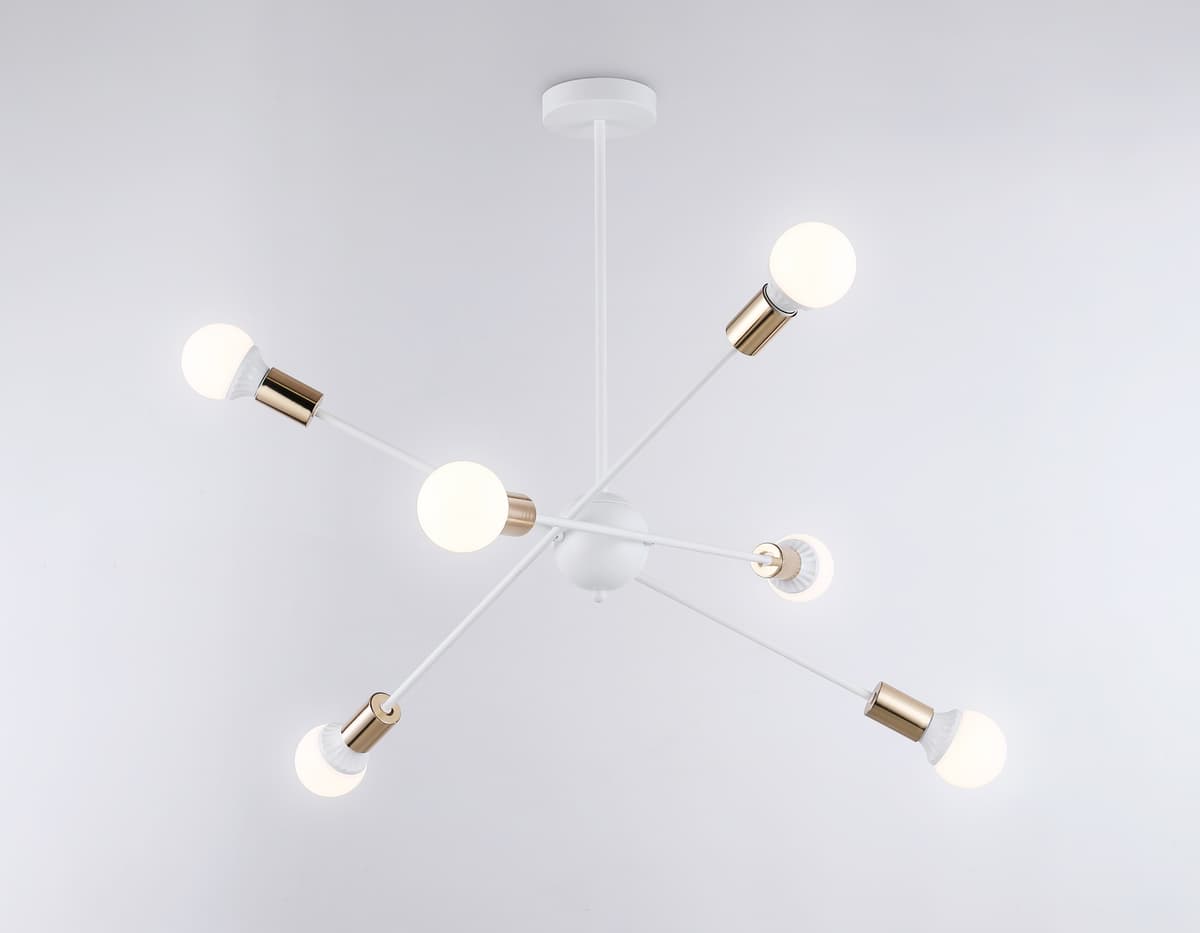 Подвесной светильник в стиле лофт TR80432/6 WH/GD белый/золото E27/6 max 60W D950*730 Ambrella Light 10