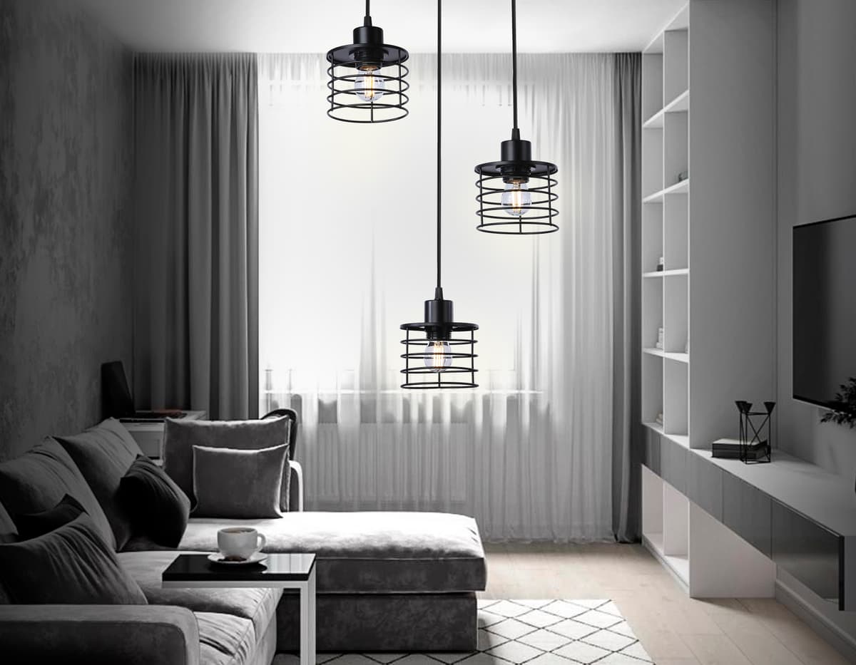 Подвесной светильник в стиле лофт TR8081/3 BK черный E27*3 max 40W D372*1170 Ambrella Light 4