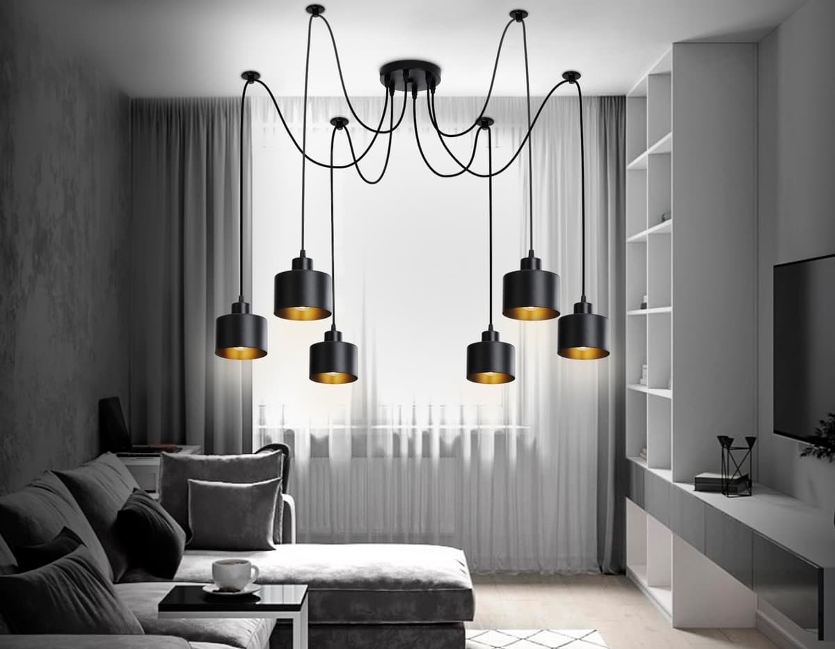 Подвесной светильник в стиле лофт TR8132/6 BK черный E27*6 max 40W D700*800 Ambrella Light 4