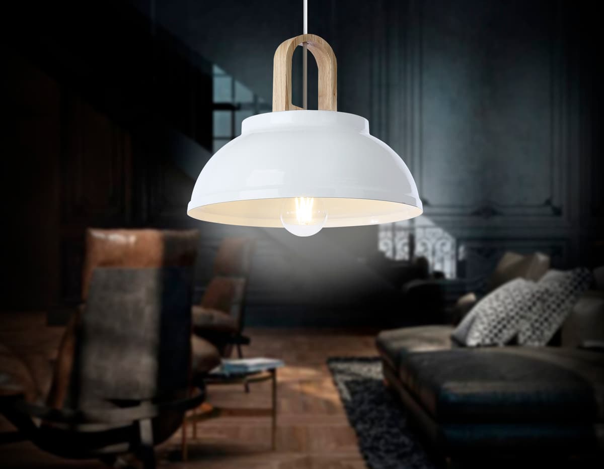 Подвесной светильник в стиле лофт TR8190 WH/LW белый/светлое дерево E27 max 40W D290*900 Ambrella Light 4