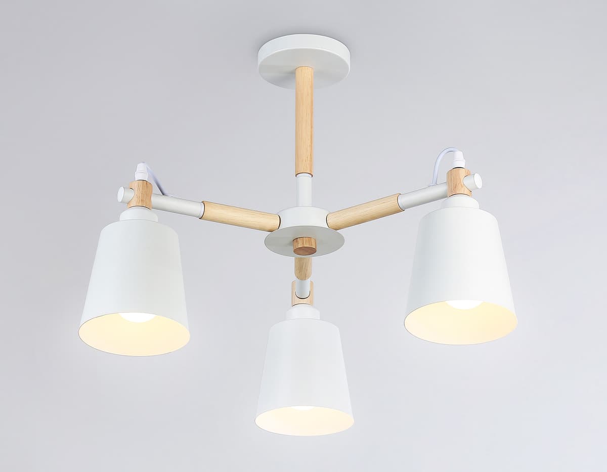 Подвесная люстра TR82204/3 WH/LW белый/светлое дерево E27/3 max 40W D560*430 Ambrella Light 12