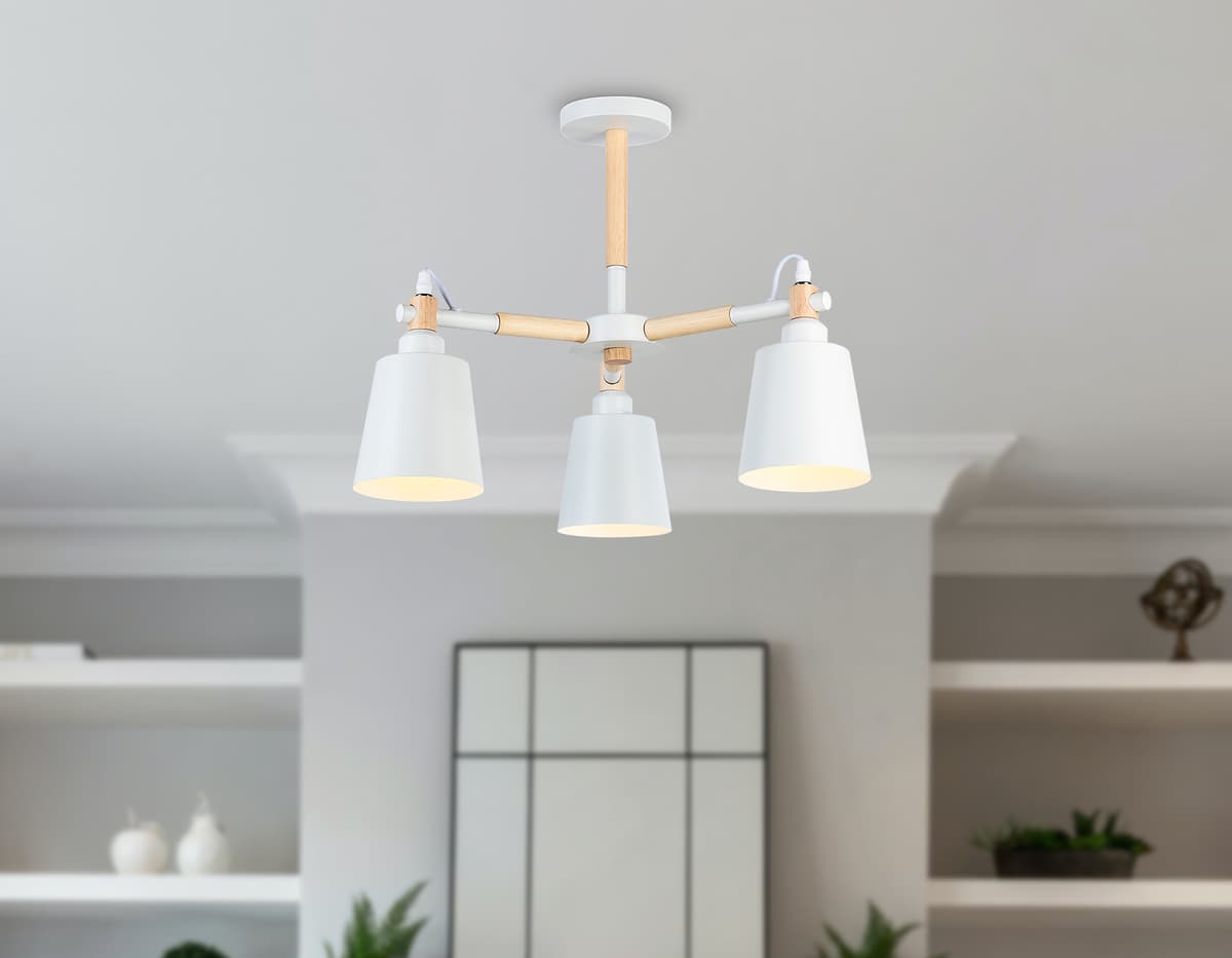 Подвесная люстра TR82204/3 WH/LW белый/светлое дерево E27/3 max 40W D560*430 Ambrella Light 15