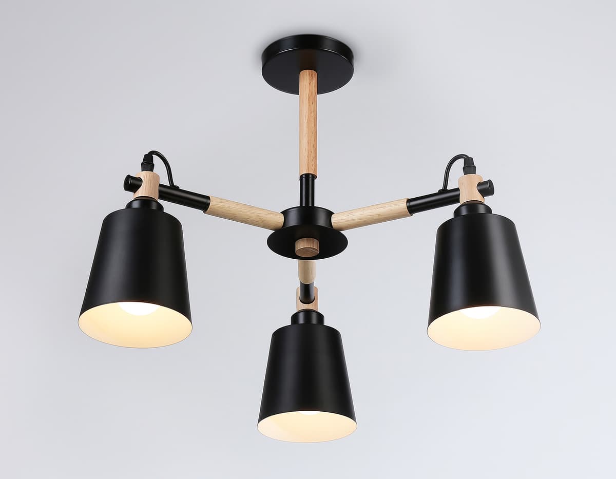 Подвесная люстра TR82206/3 BK/LW черный/светлое дерево E27/3 max 40W D560*430 Ambrella Light 12