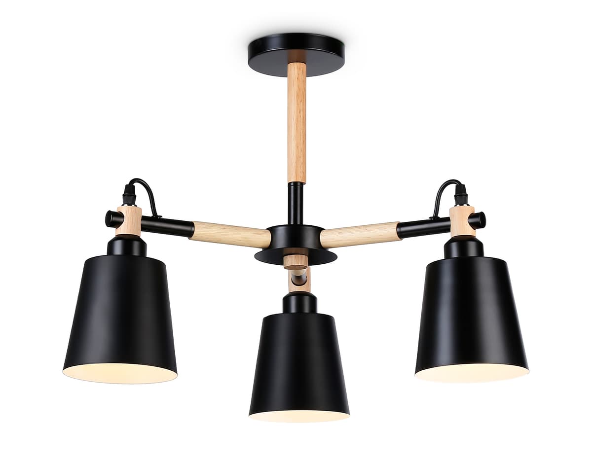 Подвесная люстра TR82206/3 BK/LW черный/светлое дерево E27/3 max 40W D560*430 Ambrella Light 9
