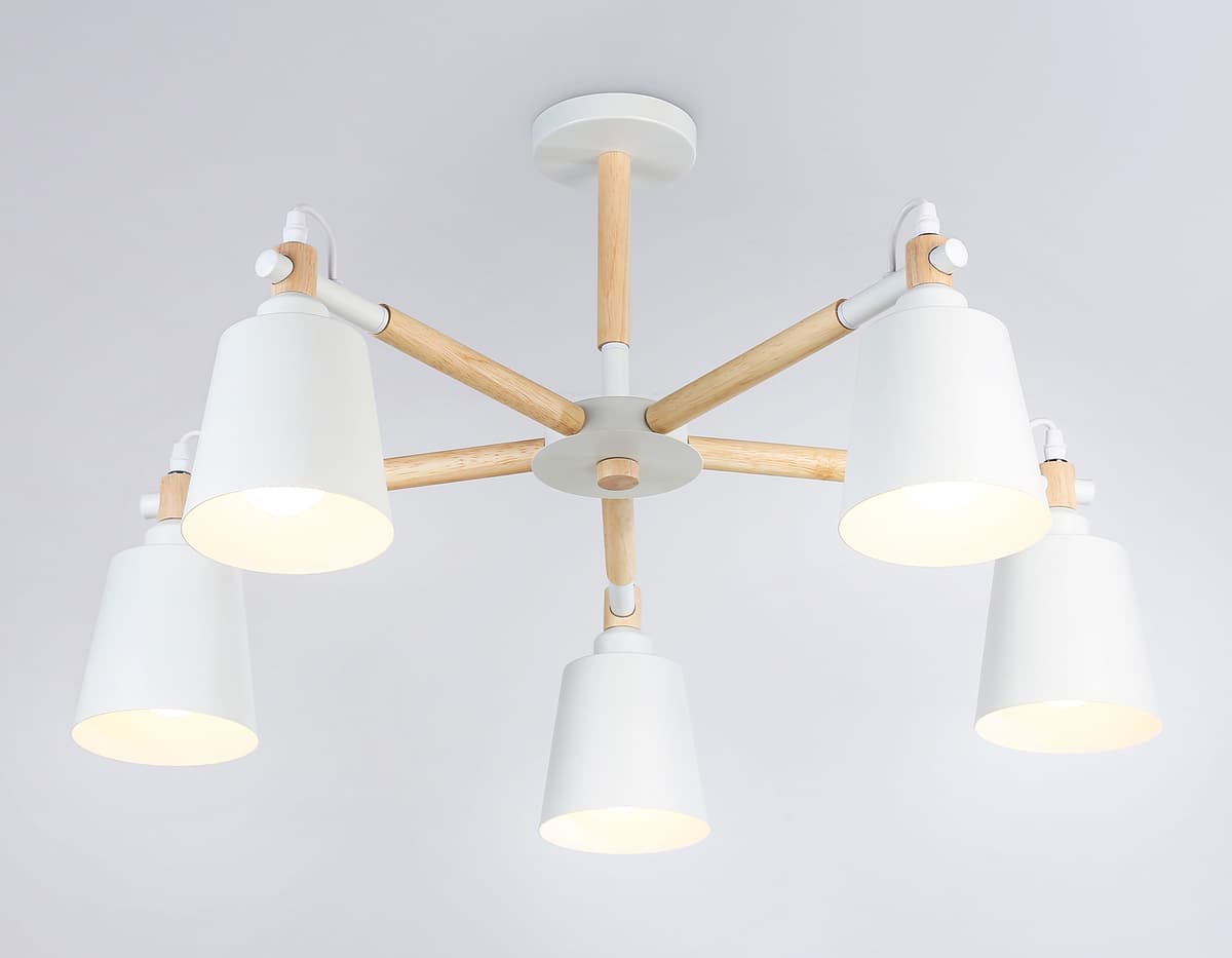 Подвесная люстра TR82208/5 WH/LW белый/светлое дерево E27/5 max 40W D780*430 Ambrella Light 12