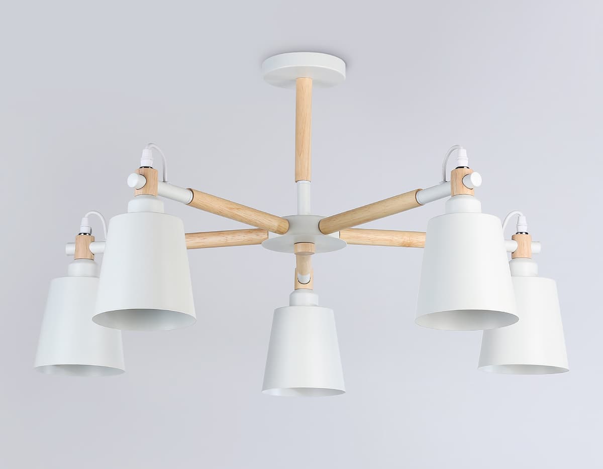 Подвесная люстра TR82208/5 WH/LW белый/светлое дерево E27/5 max 40W D780*430 Ambrella Light 13