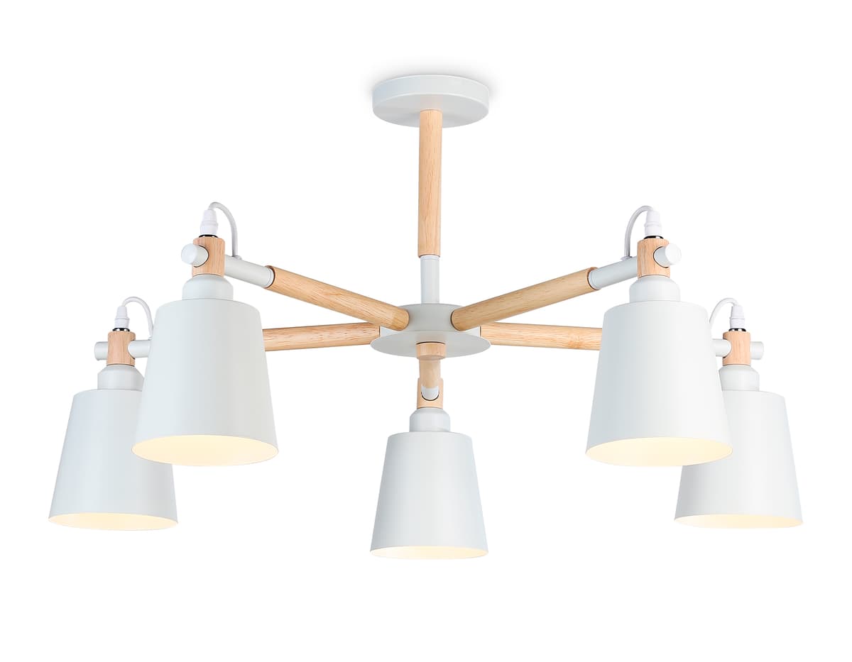 Подвесная люстра TR82208/5 WH/LW белый/светлое дерево E27/5 max 40W D780*430 Ambrella Light 9