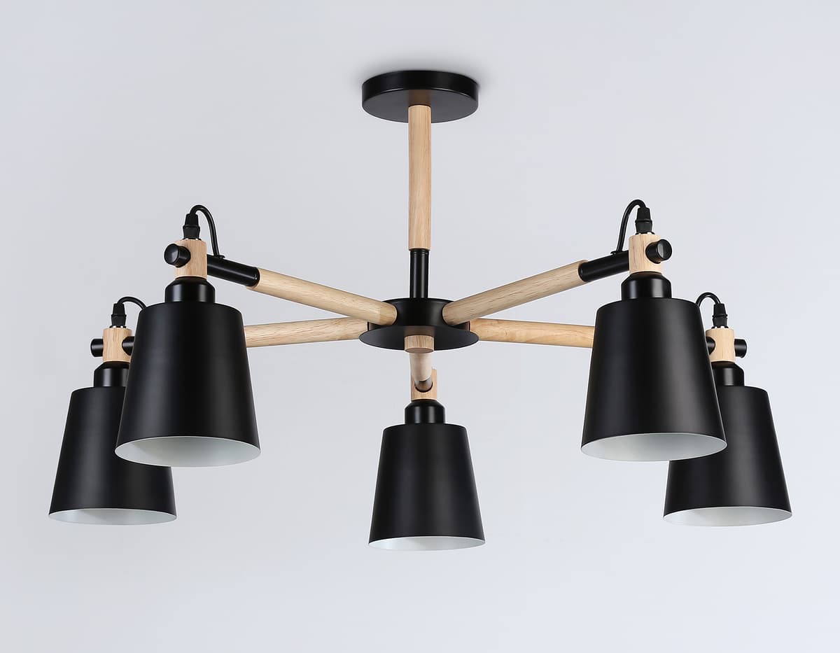 Подвесная люстра TR82211/5 BK/LW черный/светлое дерево E27/5 max 40W D780*430 Ambrella Light 11