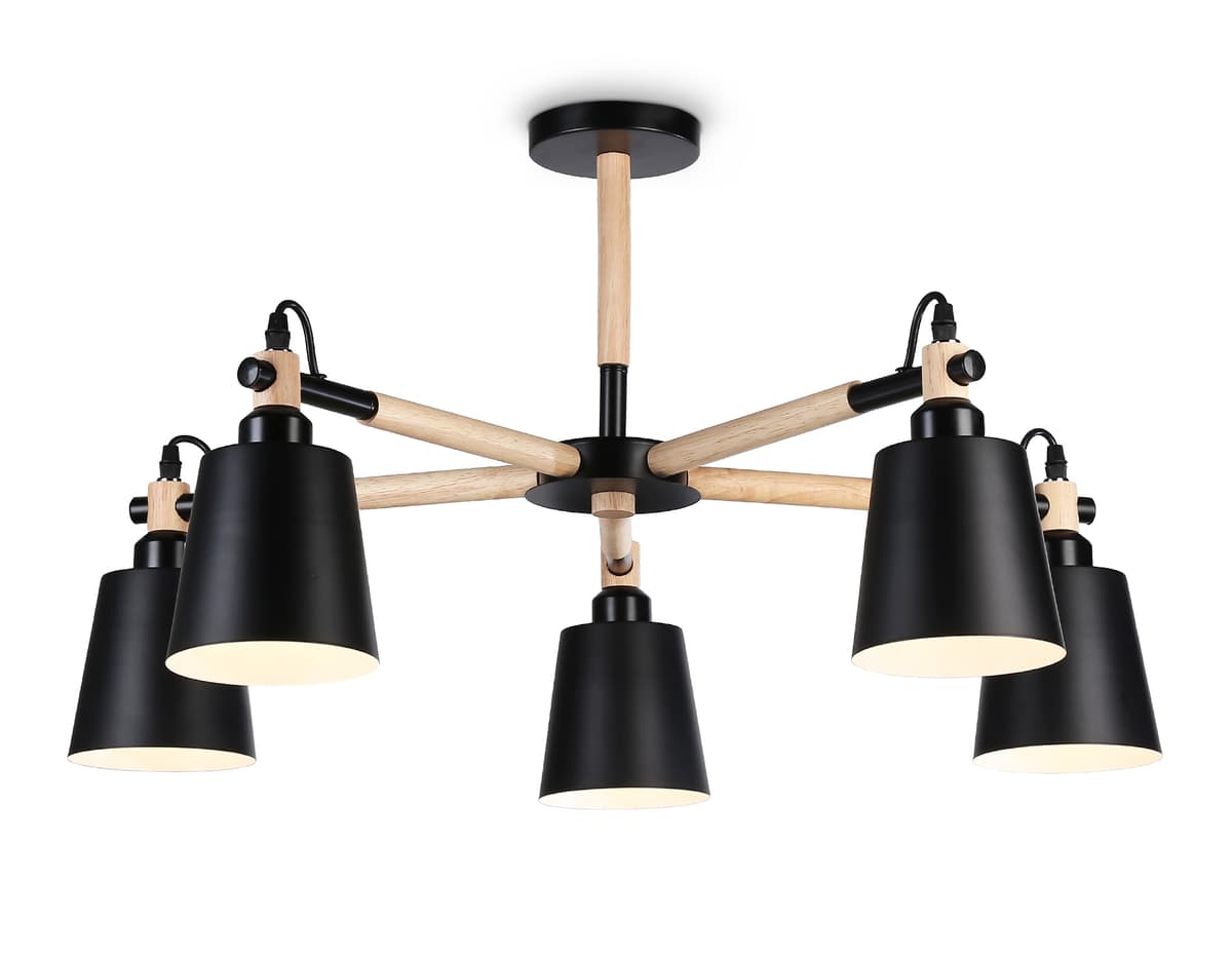 Подвесная люстра TR82211/5 BK/LW черный/светлое дерево E27/5 max 40W D780*430 Ambrella Light 8
