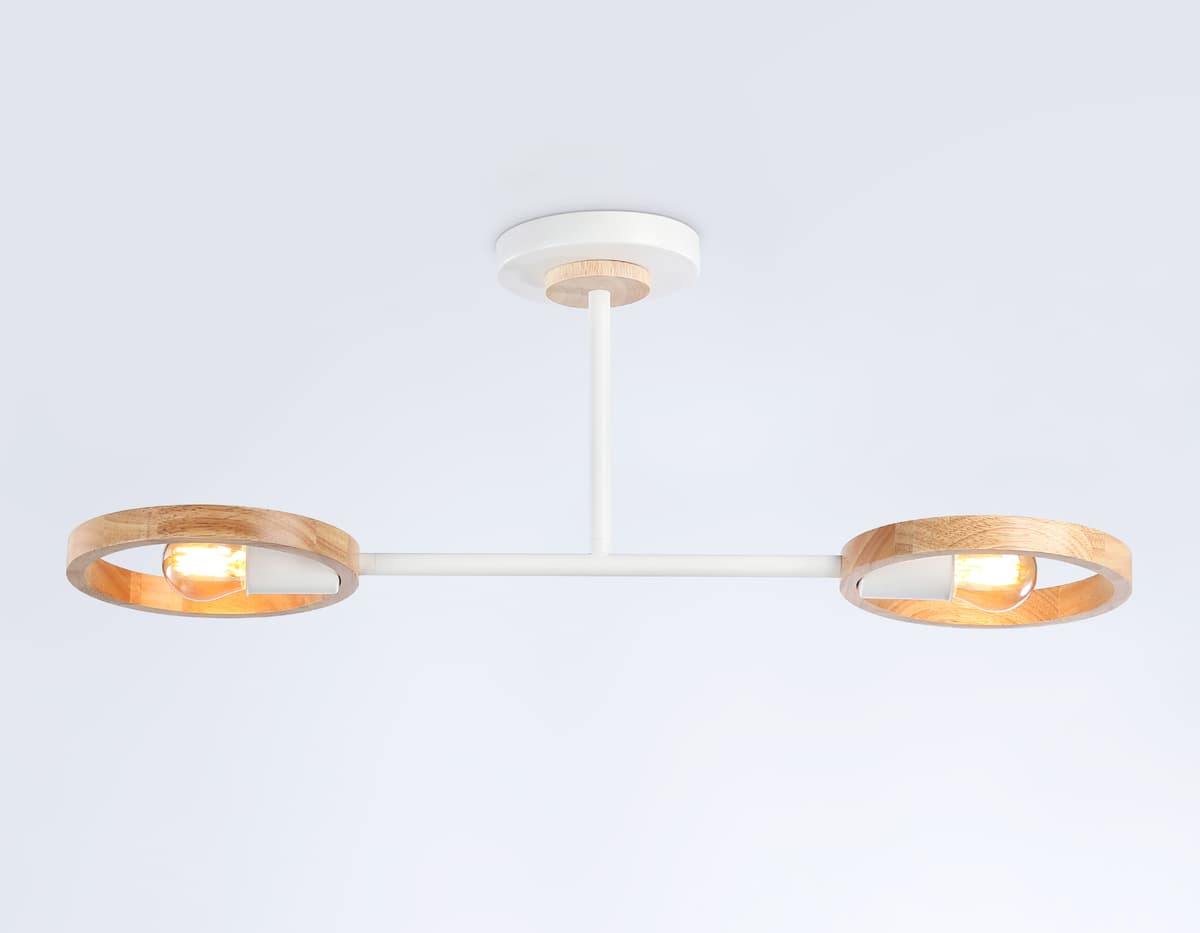 Подвесной светильник со сменной лампой TR8243/2 WH/LWD белый/светлое дерево E27/2 max 40W 590*165*220 Ambrella Light 10