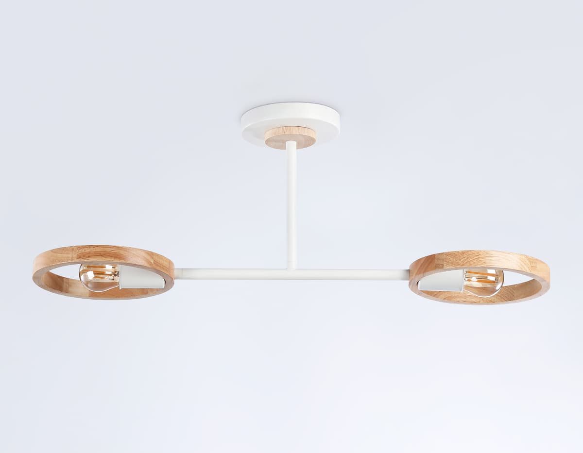 Подвесной светильник со сменной лампой TR8243/2 WH/LWD белый/светлое дерево E27/2 max 40W 590*165*220 Ambrella Light 11