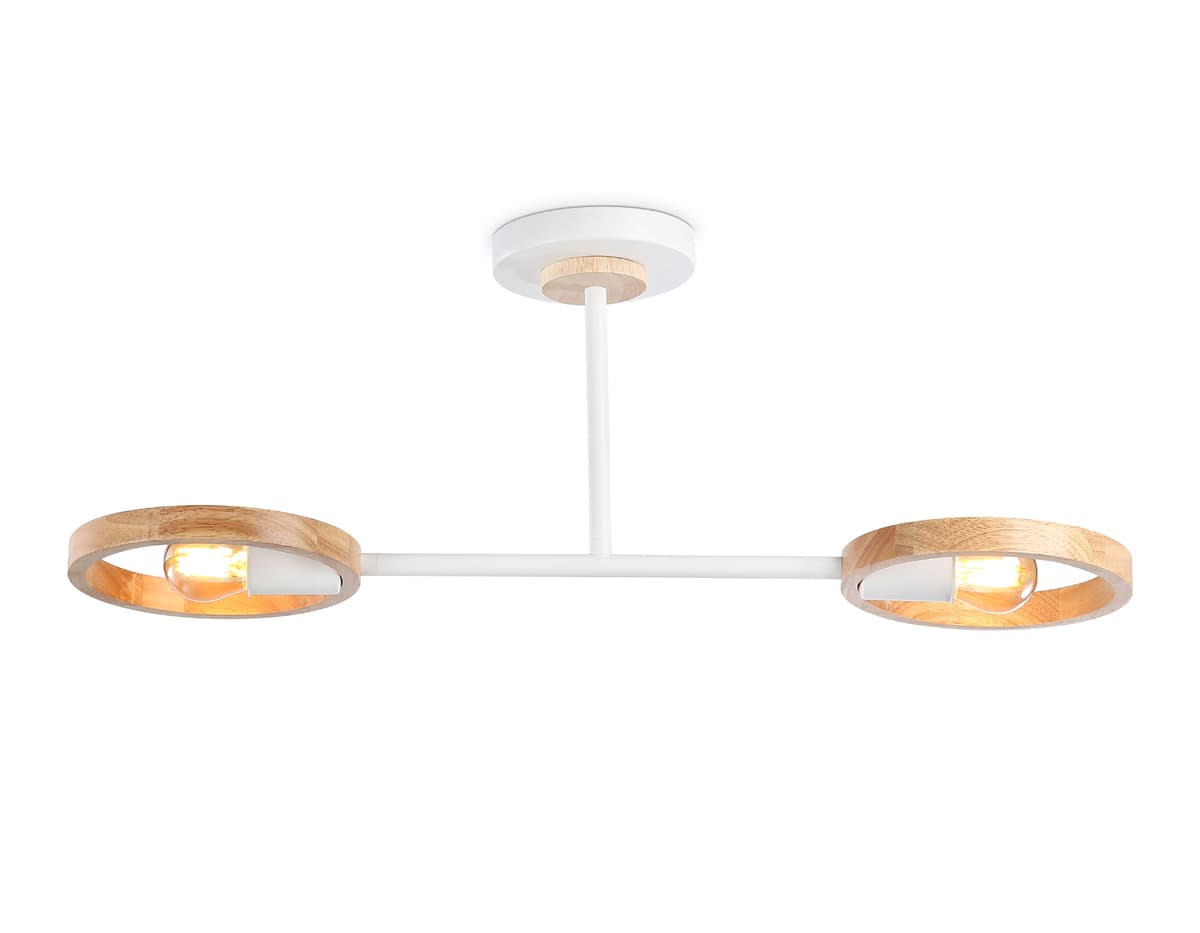 Подвесной светильник со сменной лампой TR8243/2 WH/LWD белый/светлое дерево E27/2 max 40W 590*165*220 Ambrella Light 7