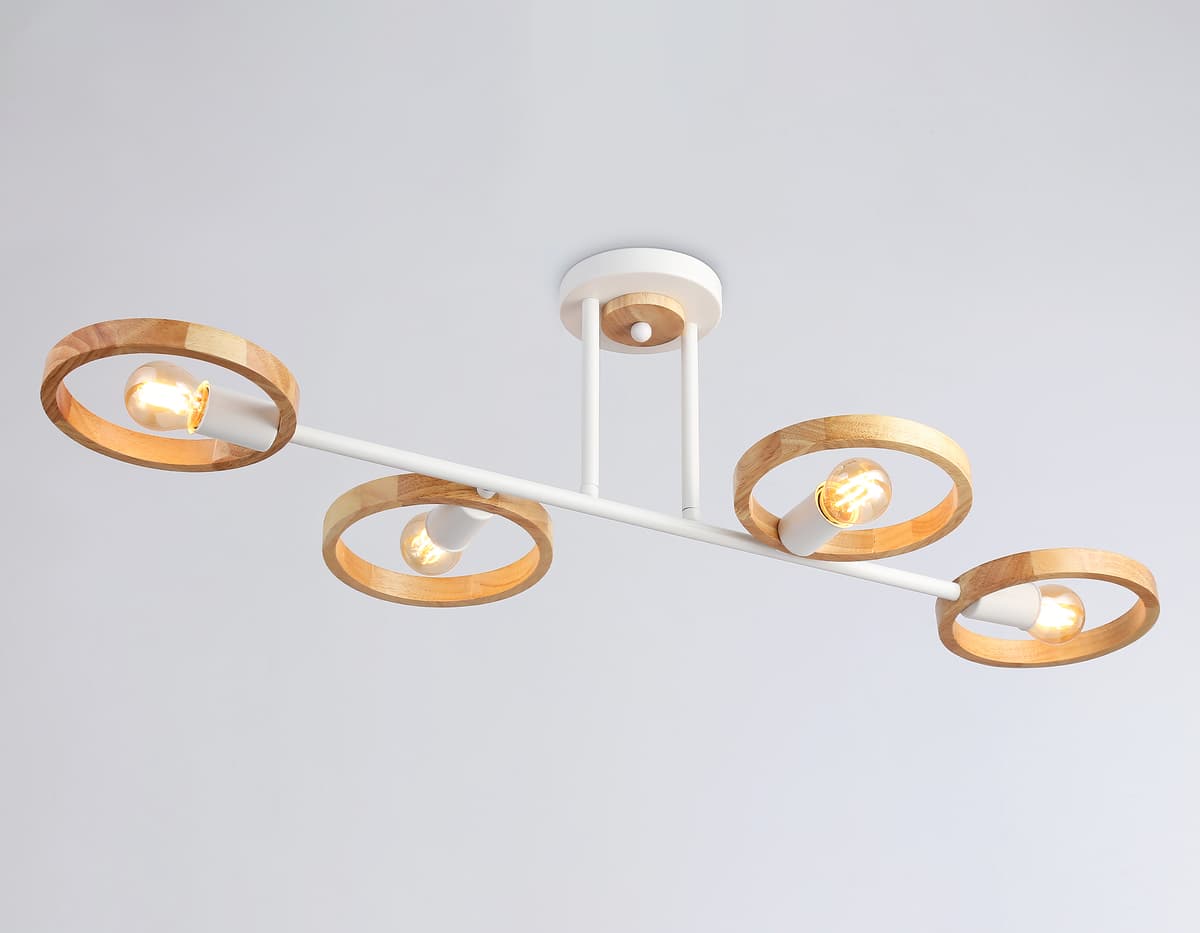 Подвесной светильник со сменной лампой TR8247/4 WH/LWD белый/светлое дерево E27/4 max 40W 840*360*220 Ambrella Light 10