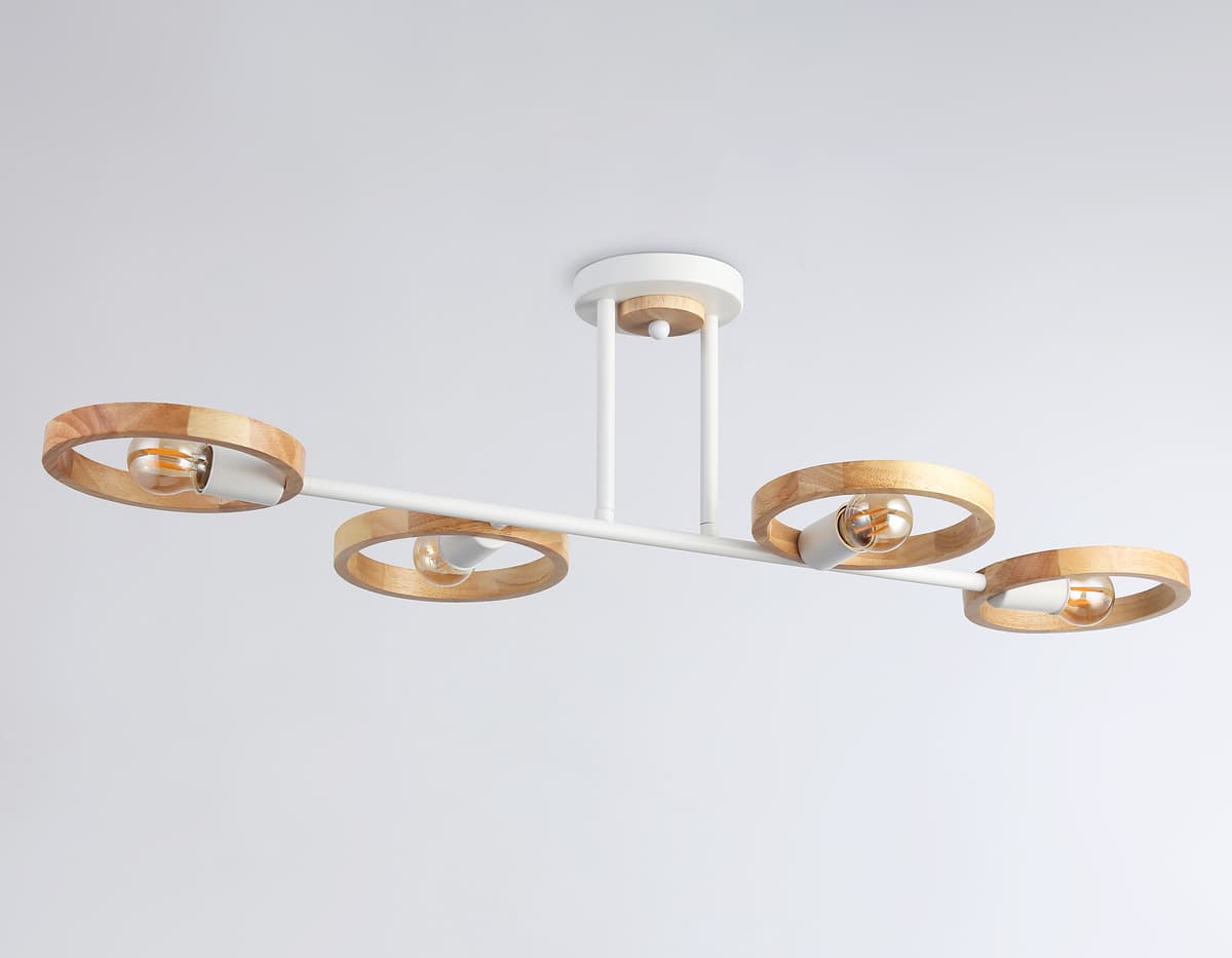 Подвесной светильник со сменной лампой TR8247/4 WH/LWD белый/светлое дерево E27/4 max 40W 840*360*220 Ambrella Light 12
