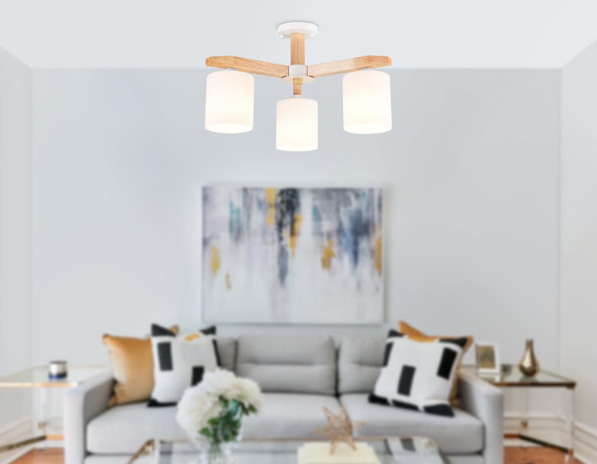 Подвесная люстра TR83112/3 WH/LW белый/светлое дерево E27/3 max 40W D580*320 Ambrella Light 13