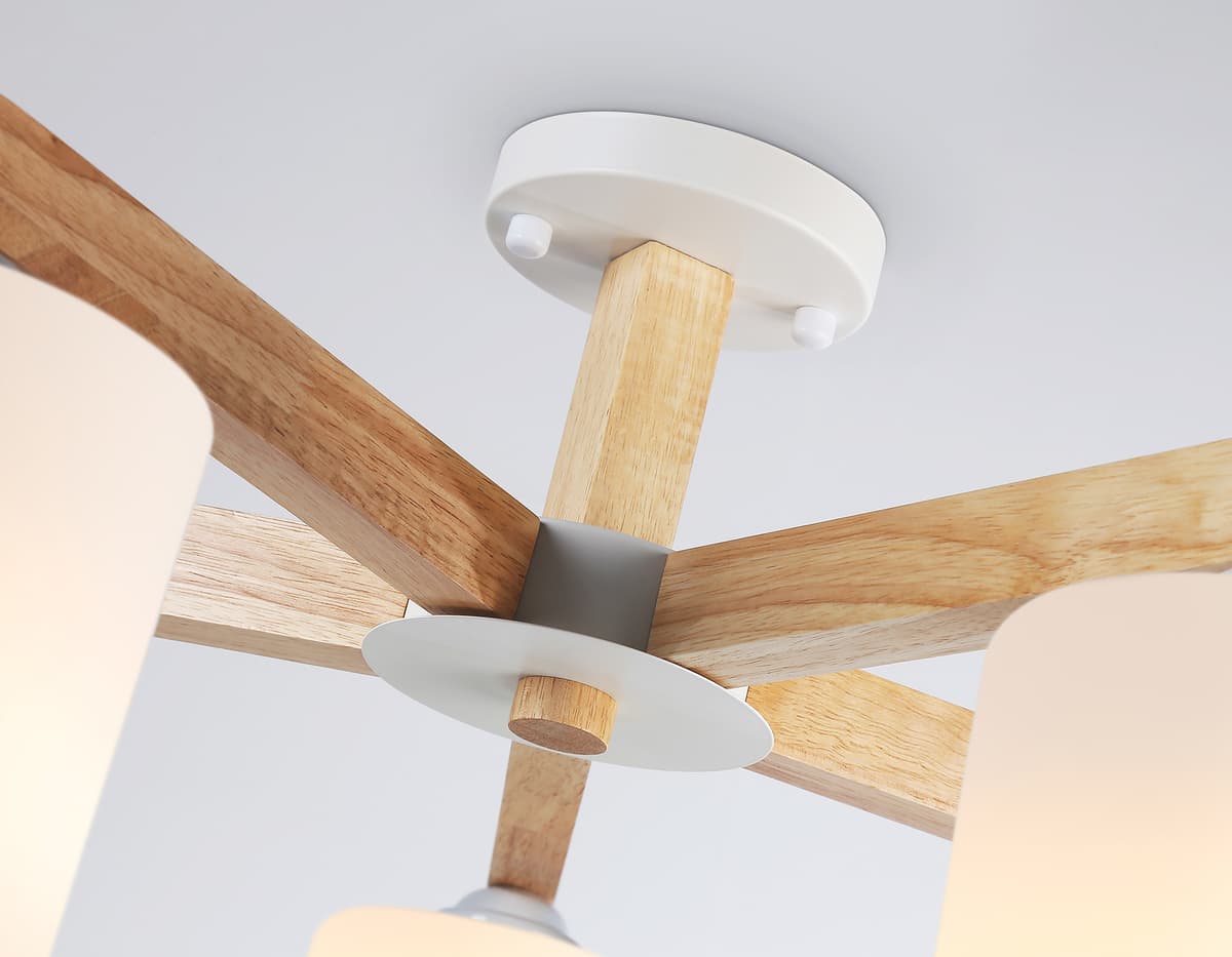 Подвесная люстра TR83113/5 WH/LW белый/светлое дерево E27/5 max 40W D700*325 Ambrella Light 10