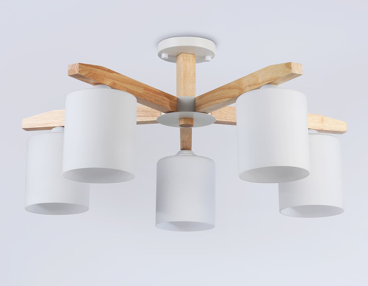 Подвесная люстра TR83113/5 WH/LW белый/светлое дерево E27/5 max 40W D700*325 Ambrella Light 13
