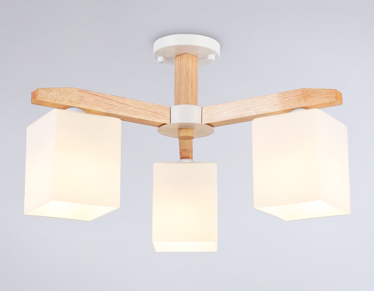 Подвесная люстра TR83115/3 WH/LW белый/светлое дерево E27/3 max 40W D580*320 Ambrella Light 10