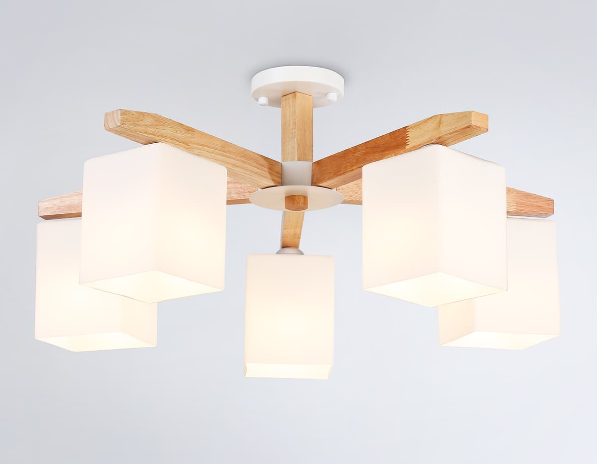 Подвесная люстра TR83118/5 WH/LW белый/светлое дерево E27/5 max 40W D700*325 Ambrella Light 10