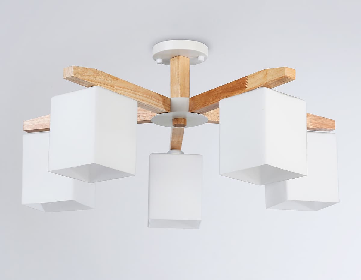 Подвесная люстра TR83118/5 WH/LW белый/светлое дерево E27/5 max 40W D700*325 Ambrella Light 11