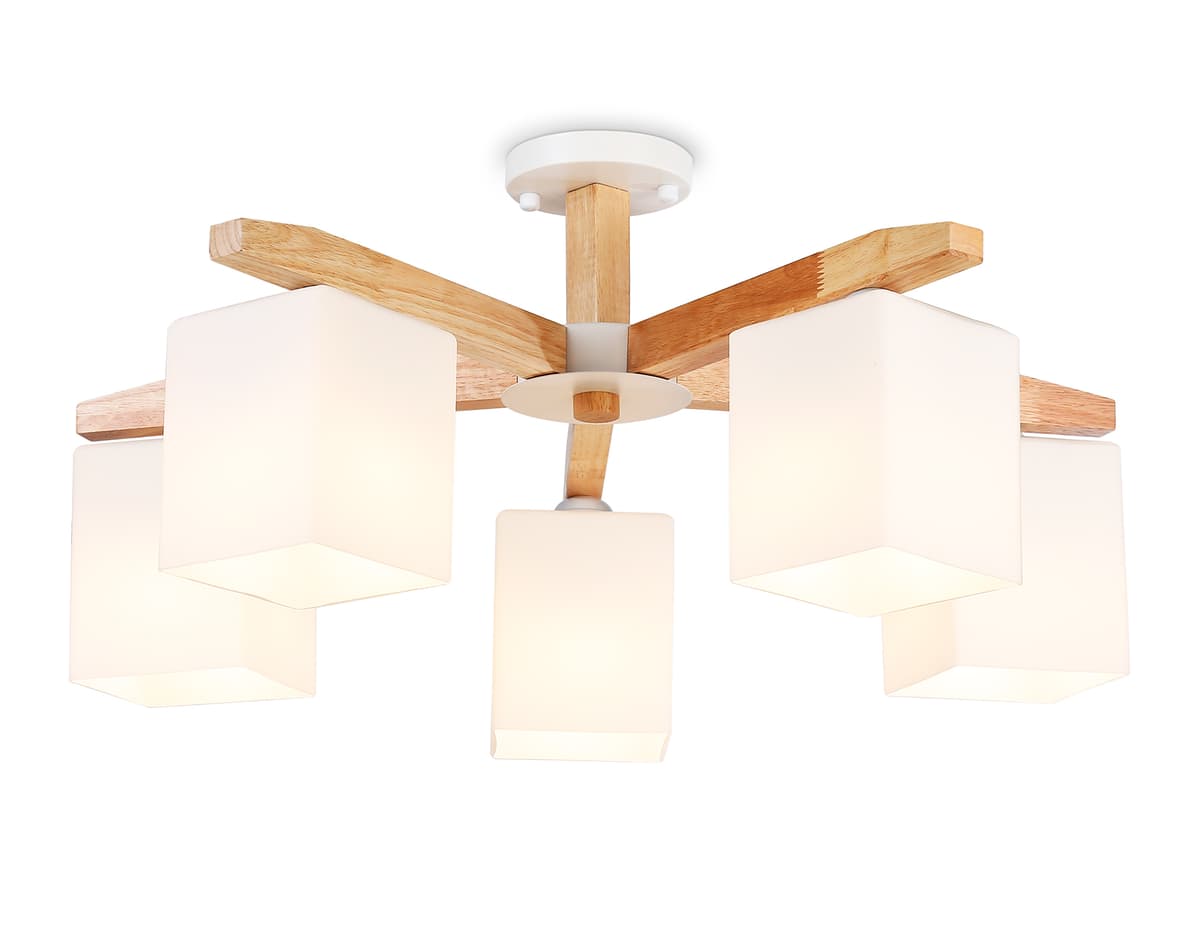 Подвесная люстра TR83118/5 WH/LW белый/светлое дерево E27/5 max 40W D700*325 Ambrella Light 8
