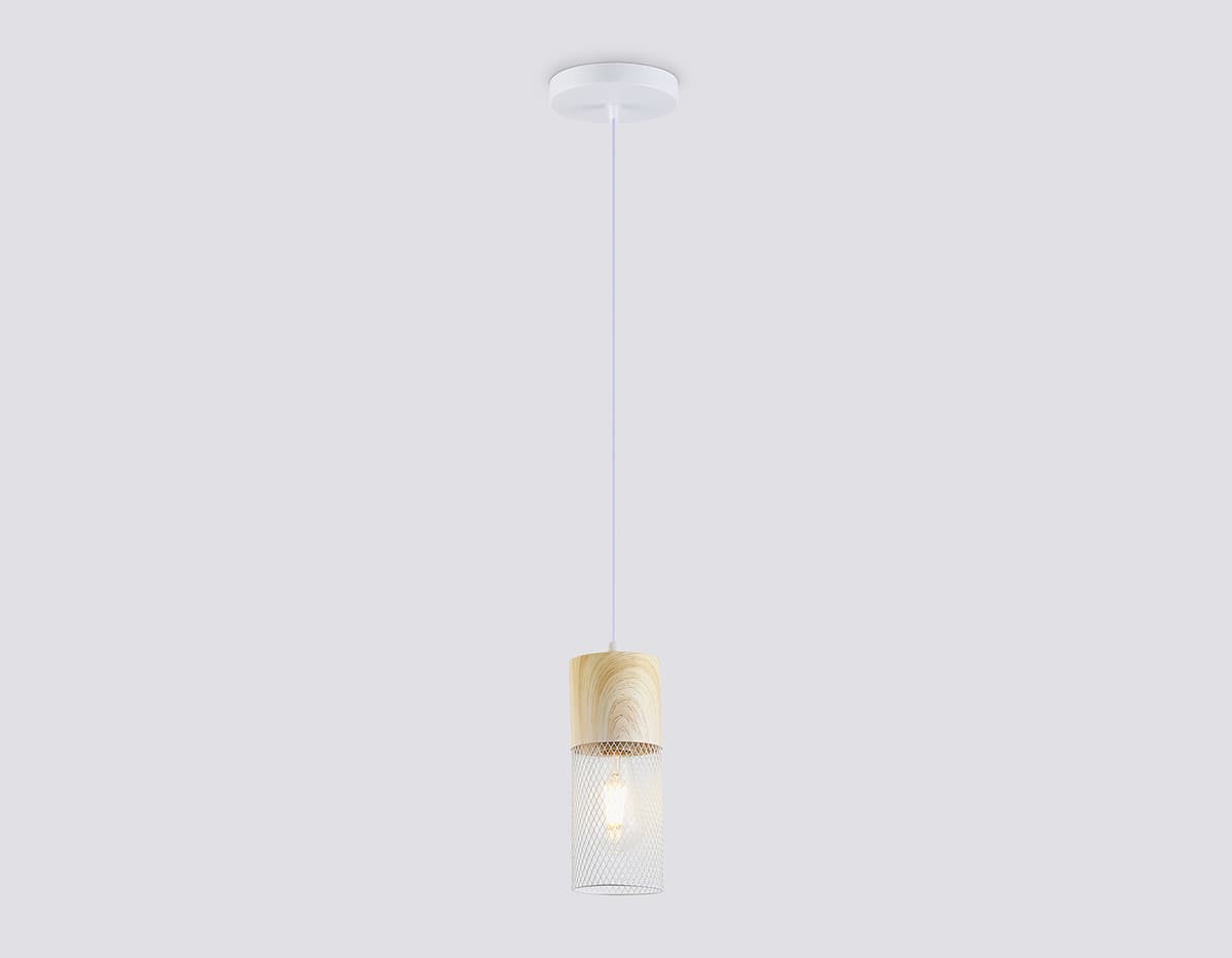 Светильник подвесной TR8498 WH/WD белый/дерево E27 max 60W D100*1000 Ambrella Light 8
