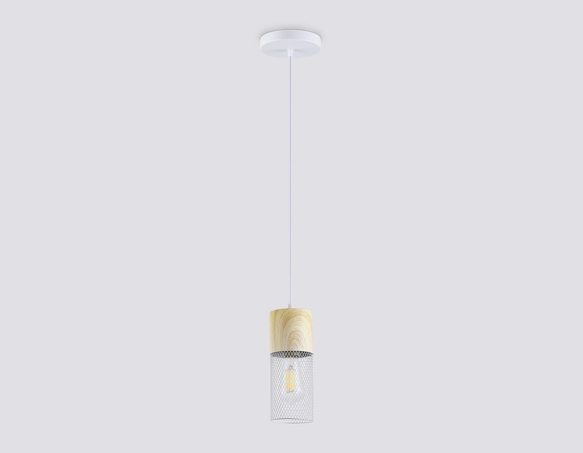 Светильник подвесной TR8498 WH/WD белый/дерево E27 max 60W D100*1000 Ambrella Light 9
