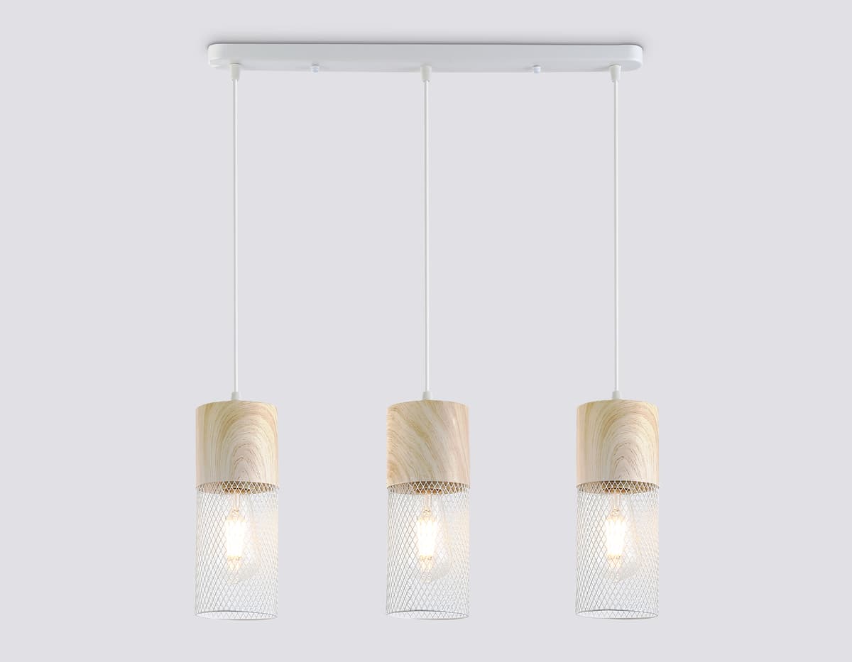 Светильник подвесной TR8499/3 WH/WD белый/дерево E27/3 max 60W 550*100*1000 Ambrella Light 8