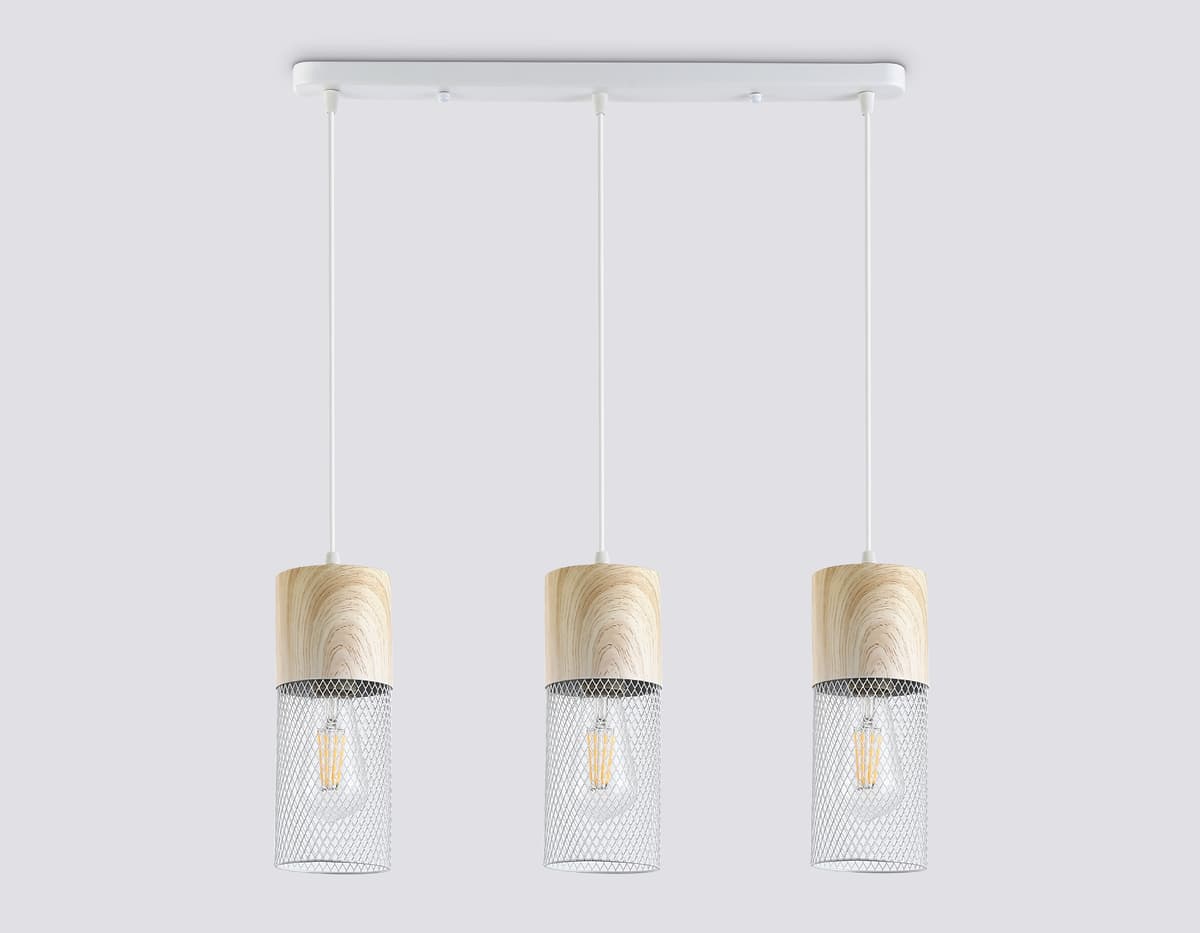 Светильник подвесной TR8499/3 WH/WD белый/дерево E27/3 max 60W 550*100*1000 Ambrella Light 9