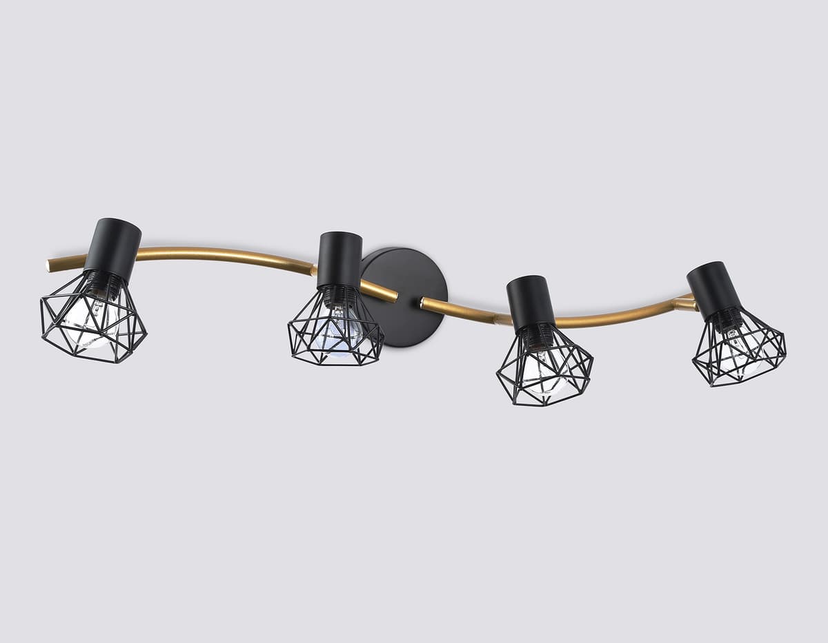 Настенно-потолочный спот в стиле лофт TR8658/4 BK/GD черный/золото E14/4 max 60W 750*100*185 Ambrella Light 11