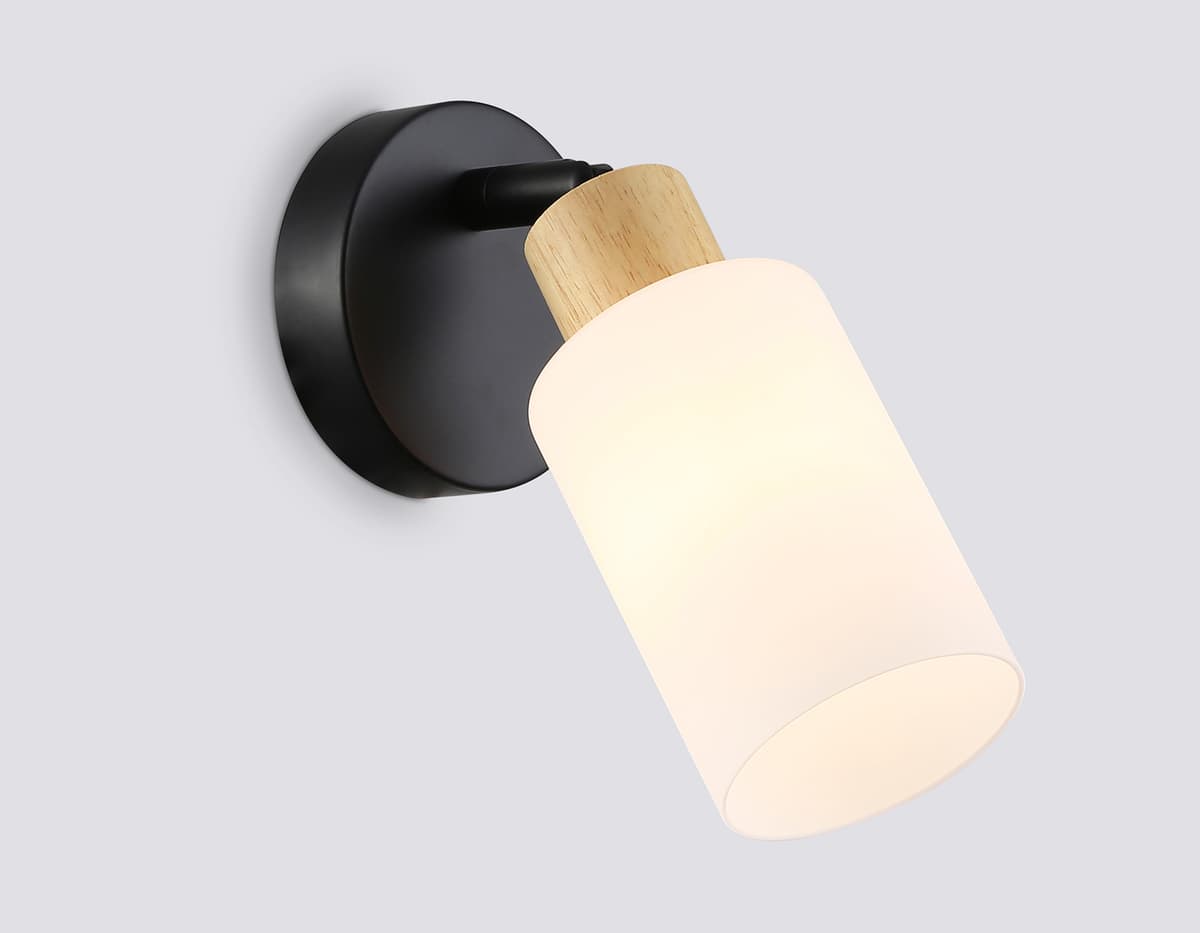 Настенно-потолочный спот в стиле лофт TR8720 BK/WD черный/дерево E14 max 60W 175*100*160 Ambrella Light 8