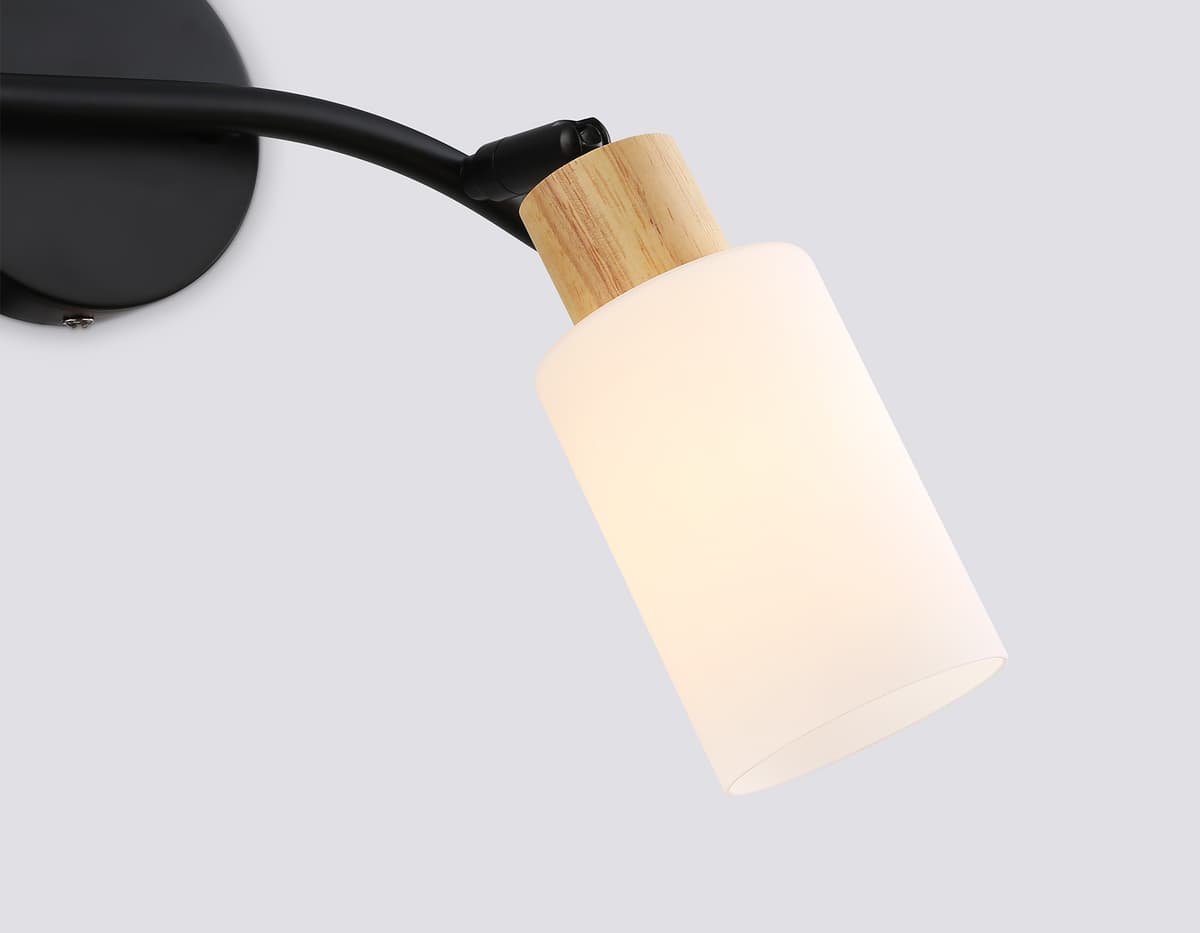 Настенно-потолочный спот в стиле лофт TR8721/2 BK/WD черный/дерево E14/2 max 60W 380*100*210 Ambrella Light 12