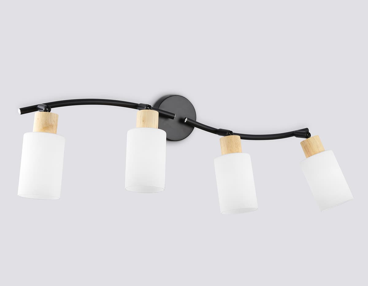 Настенно-потолочный спот в стиле лофт TR8723/4 BK/WD черный/дерево E14/4 max 60W 760*100*210 Ambrella Light 11