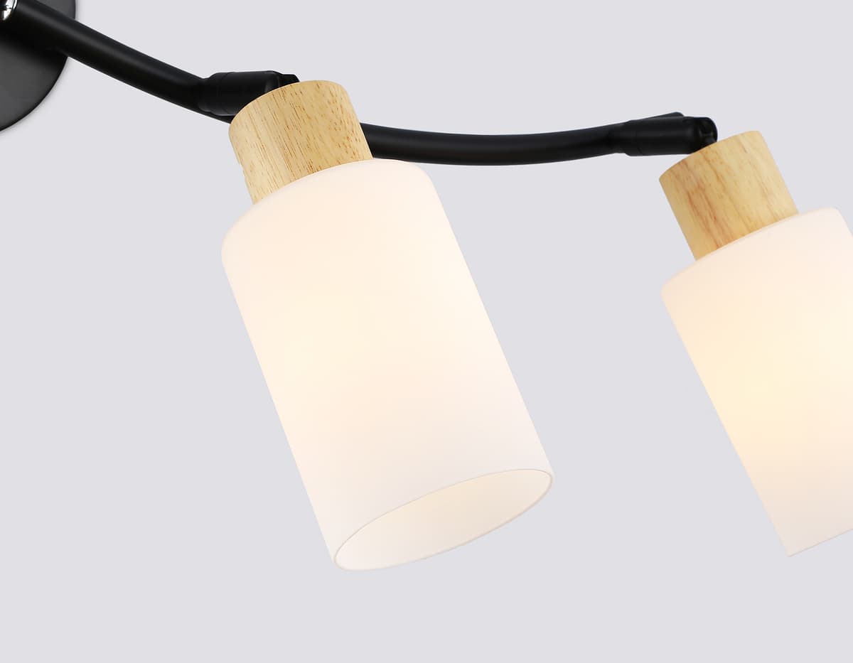Настенно-потолочный спот в стиле лофт TR8723/4 BK/WD черный/дерево E14/4 max 60W 760*100*210 Ambrella Light 12