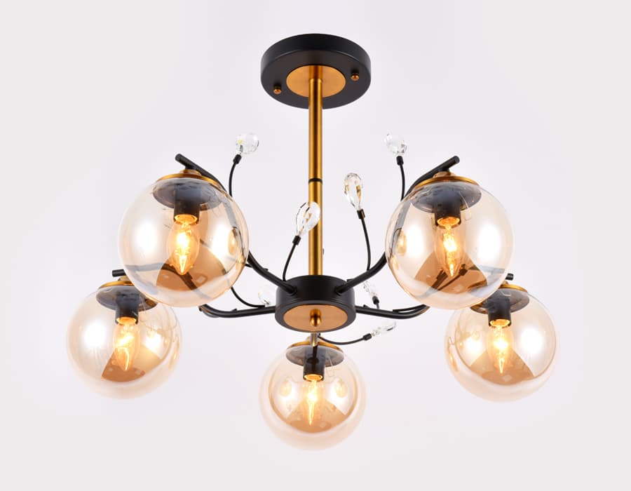 Подвесная люстра TR9072/5 BK/TI черный/янтарь E14 max 40W D620*420 Ambrella Light 8