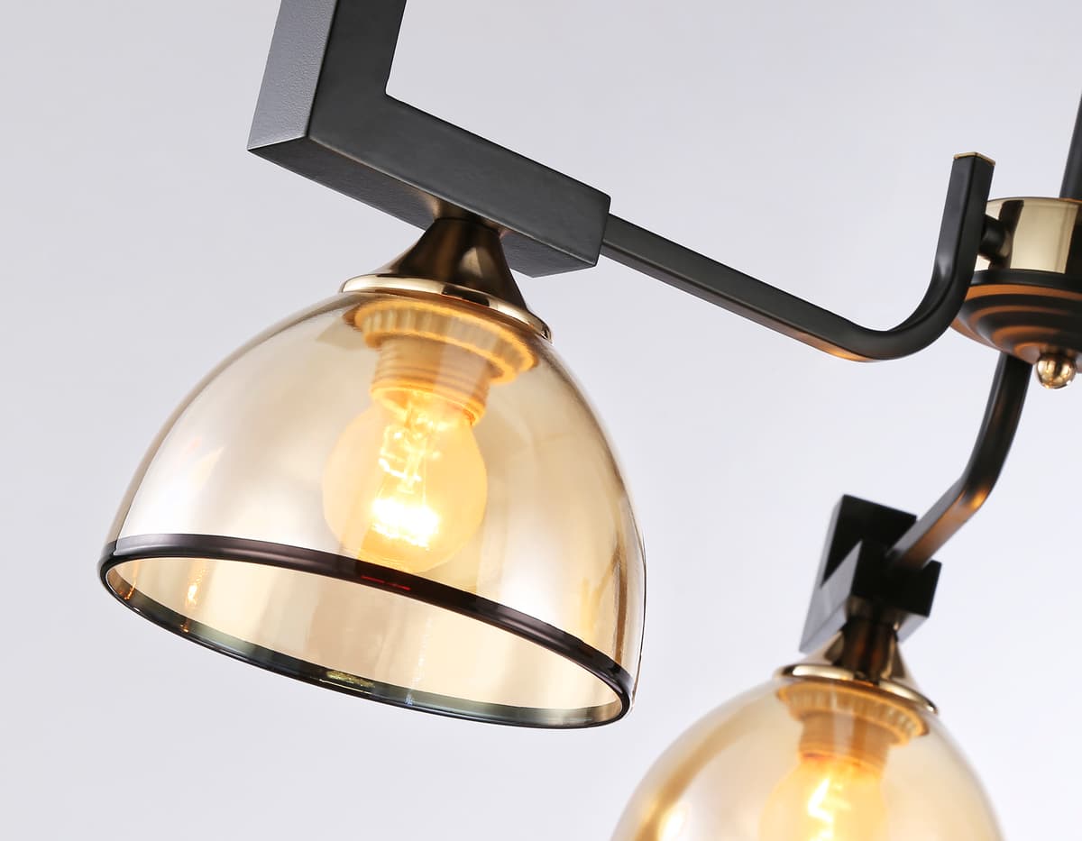 Подвесная люстра TR9098/3 BK/GD/TI черный/золото/янтарь E27*3 max 40W D600*316 Ambrella Light 10