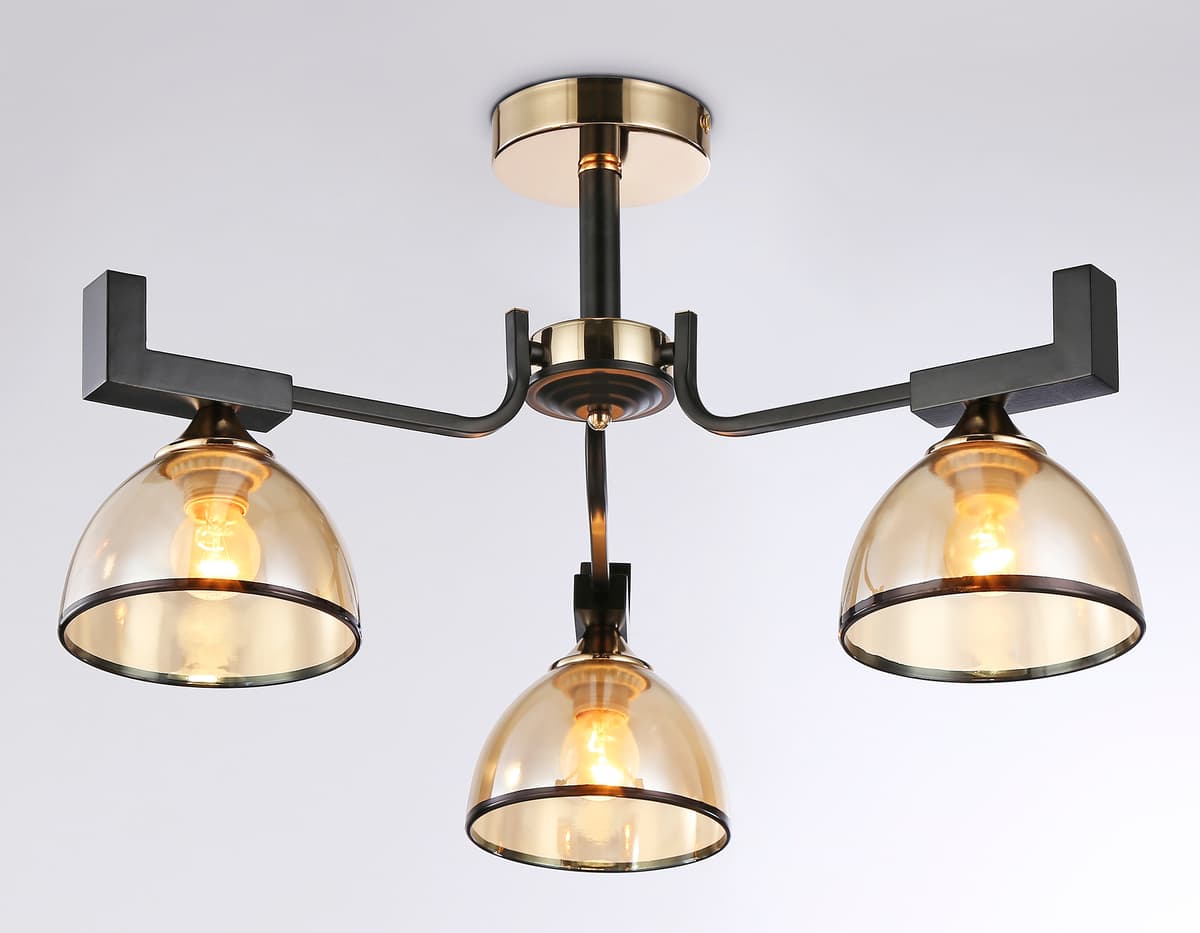 Подвесная люстра TR9098/3 BK/GD/TI черный/золото/янтарь E27*3 max 40W D600*316 Ambrella Light 11