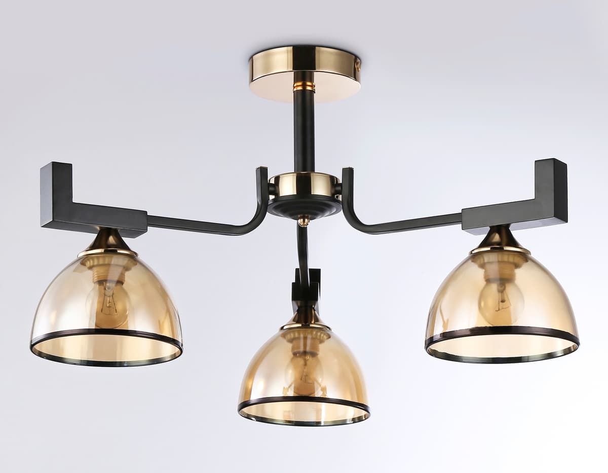 Подвесная люстра TR9098/3 BK/GD/TI черный/золото/янтарь E27*3 max 40W D600*316 Ambrella Light 12